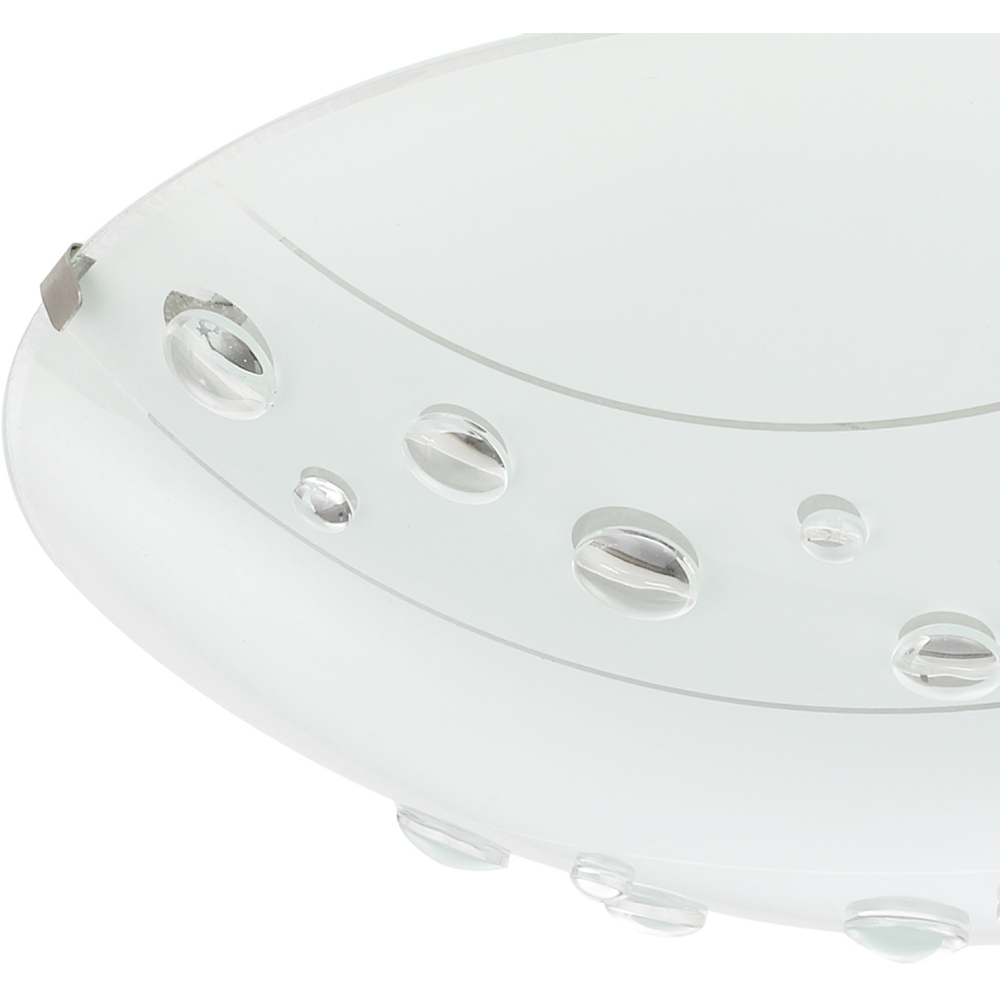 Happy Homewares Circular Opal White Glass Flush Ceiling Light with Crystal Buttons Image 3