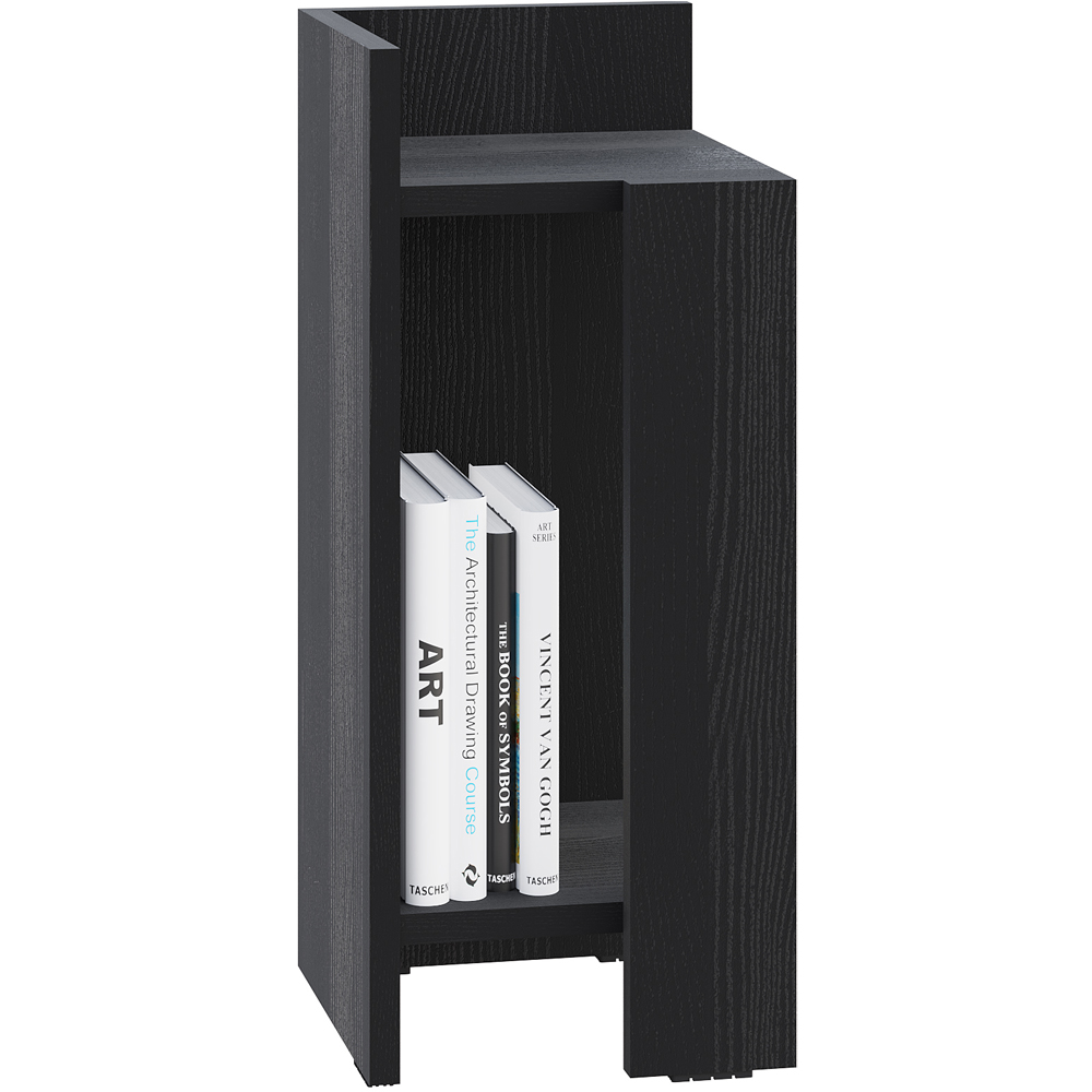Decortie Elos 2 Shelf Black Wooden Left Side Bedside Table Image 2