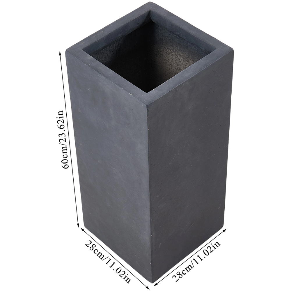 Living and Home Grey Square Cement Planter with Drainage Holes 28 x 28cm Image 6