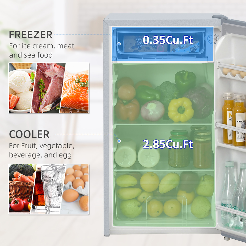 HOMCOM 800-129V71GY Grey 91L Under Counter Fridge with Chiller Box Image 4