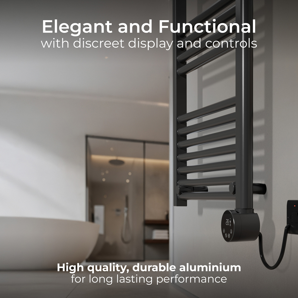 Masterplug SmartEnergy Thermaline Anthracite Grey Heated Towel Rail 800 x 500mm Image 6