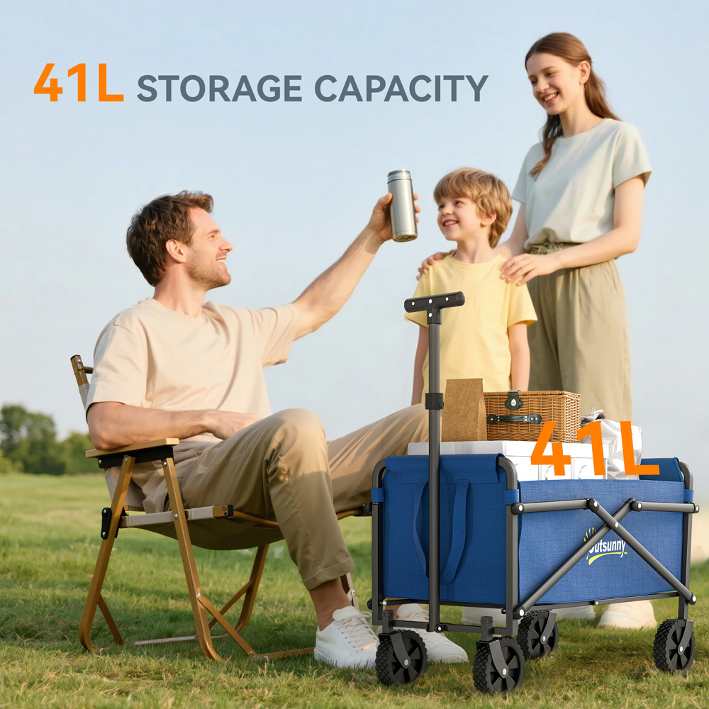 Outsunny 41L Blue Heavy Duty Folding Garden Trolley Image 8