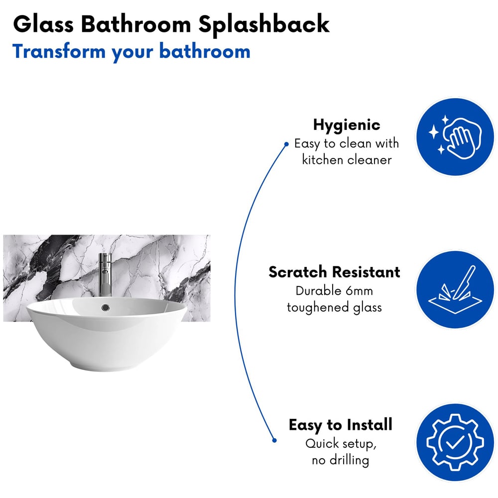 Warren Reed Designer Grey and White Marble Effect Bathroom Splashback 25 x 60cm Image 4