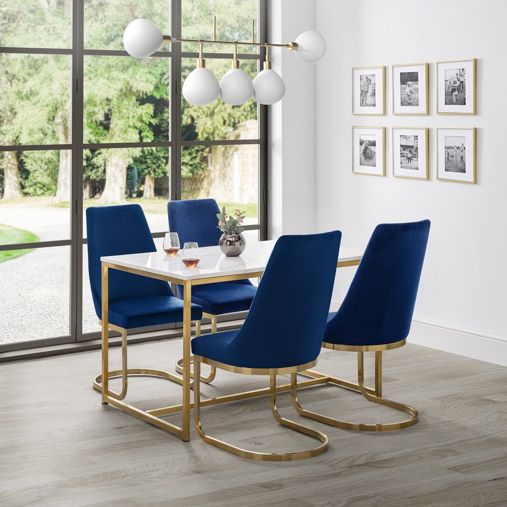 Julian Bowen Vittoria Cantilever Set of 2 Blue Dining Chairs Image 9
