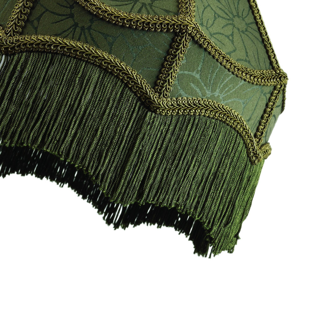 Happy Homewares Victorian Style Empire Forest Green Fabric with Tassels Pendant Shade Image 6