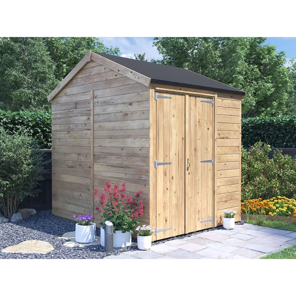 Dunster House Overlord 6 x 8ft Modular Brown Superfelt Apex Bike Shed Image 3