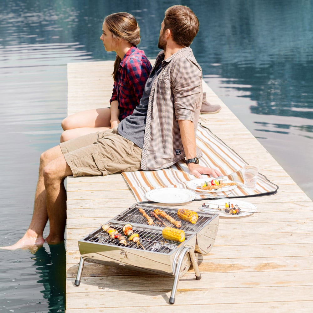 tectake Silver Portable BBQ Image 2