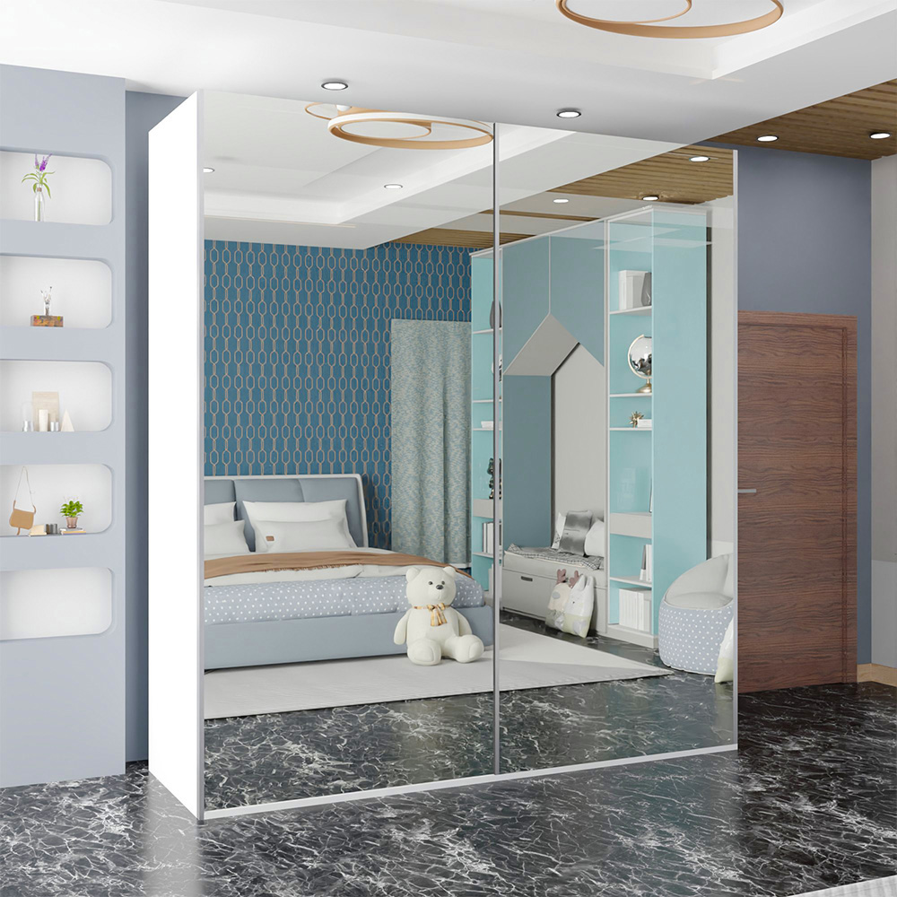 Sliding Wardrobes 4U Etna 2 Door White Full Mirrored Wardrobe Image 3