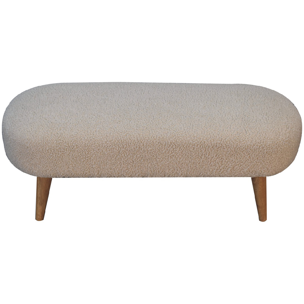 Artisan Furniture Brown and Cream Boucle Upholstered Hallway Bench Image 5