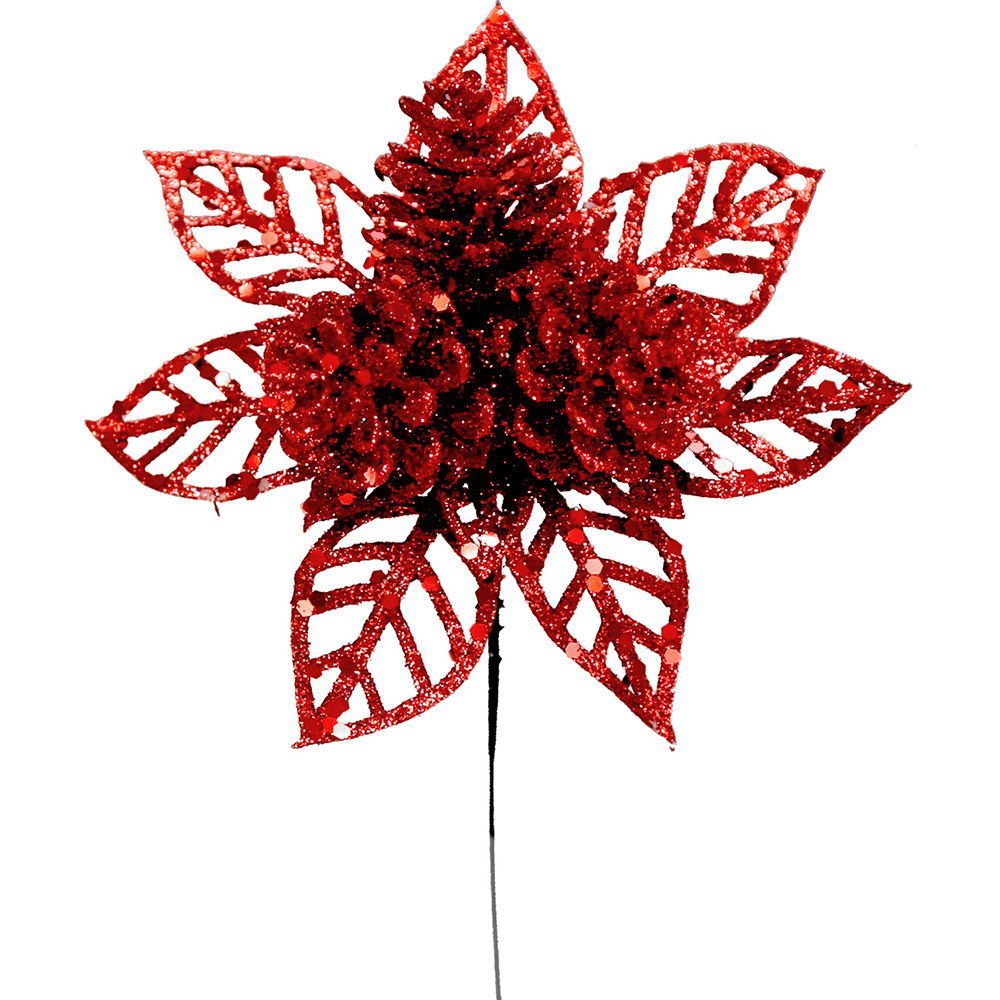 Single Glitter Pinecone and Leaf Pick in Assorted styles Image 4