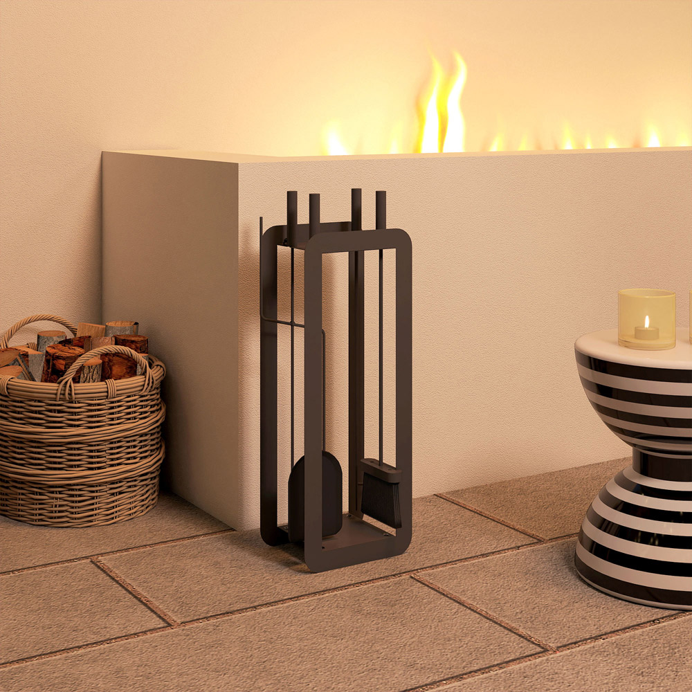 Outsunny 5 Piece Black Metal Fireplace Companion Set Image 4