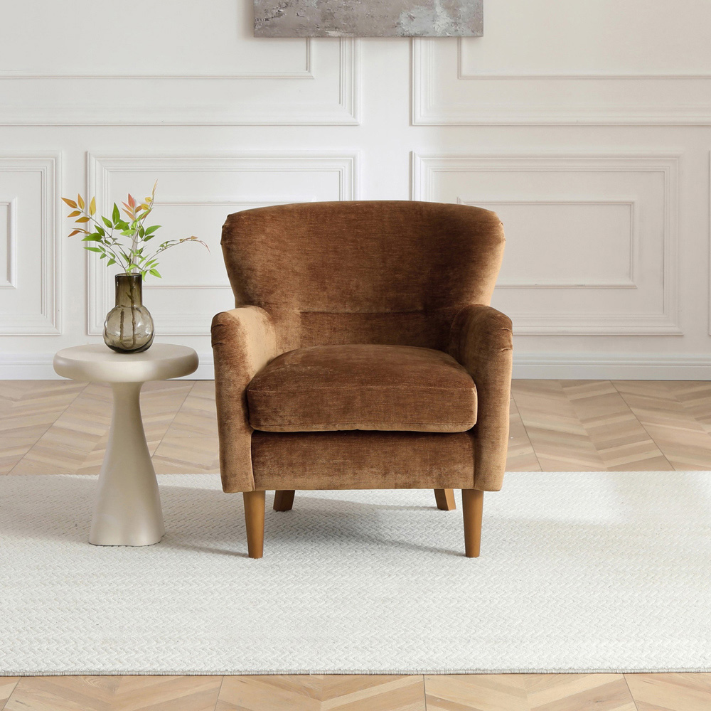 Roberta Toffee Chenille Wingback Armchair Image 9