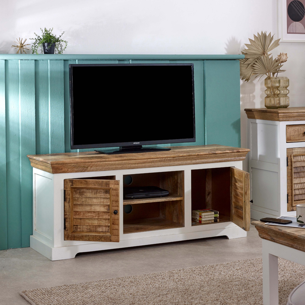 Brooklyn Alfie 2 Door 2 Shelf Solid Mango Wood TV Cabinet Image 5