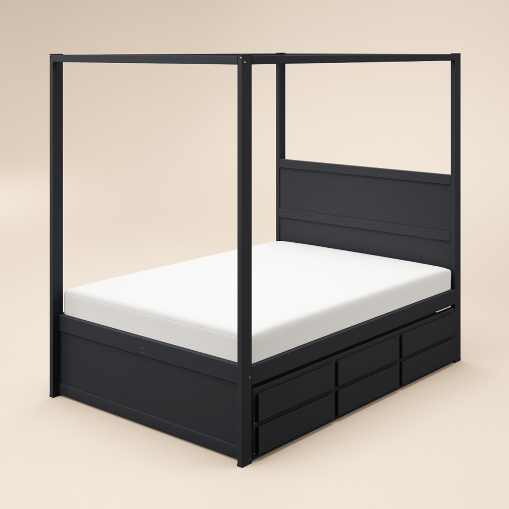 Flair Maddy 3 Drawer 4 Poster Double Bed Frame with Trundle Image 2