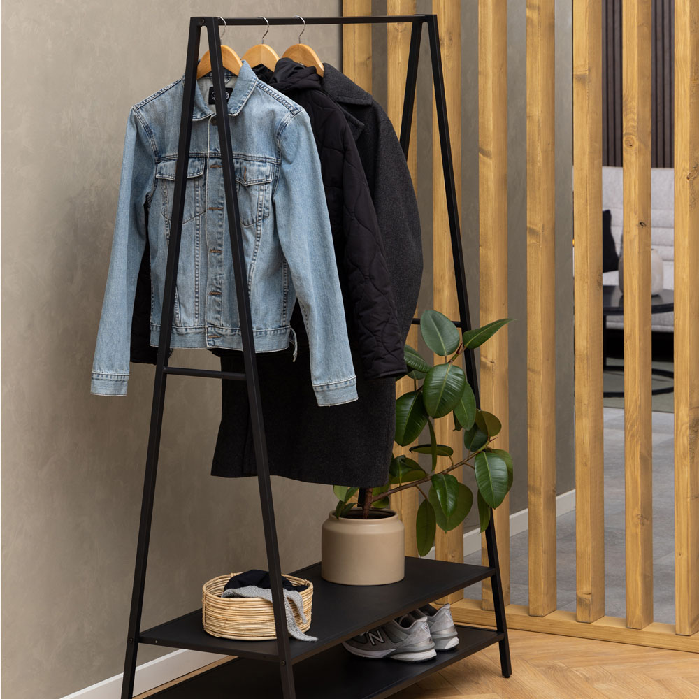 Florence Selje 2 Shelf Black Coat Hanger Image 2