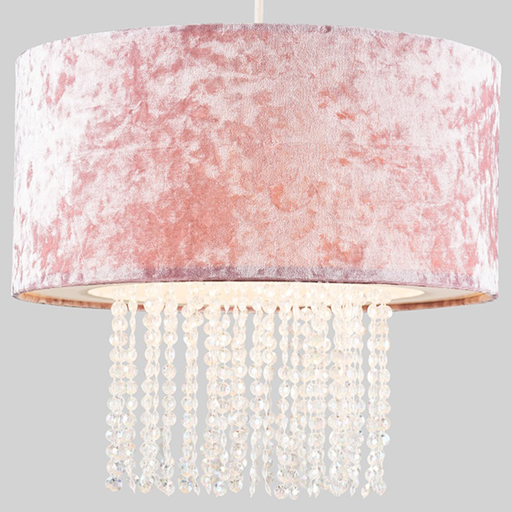 ValueLights Boland Dusky Pink Velvet Droplets Pendant Shade Image 3