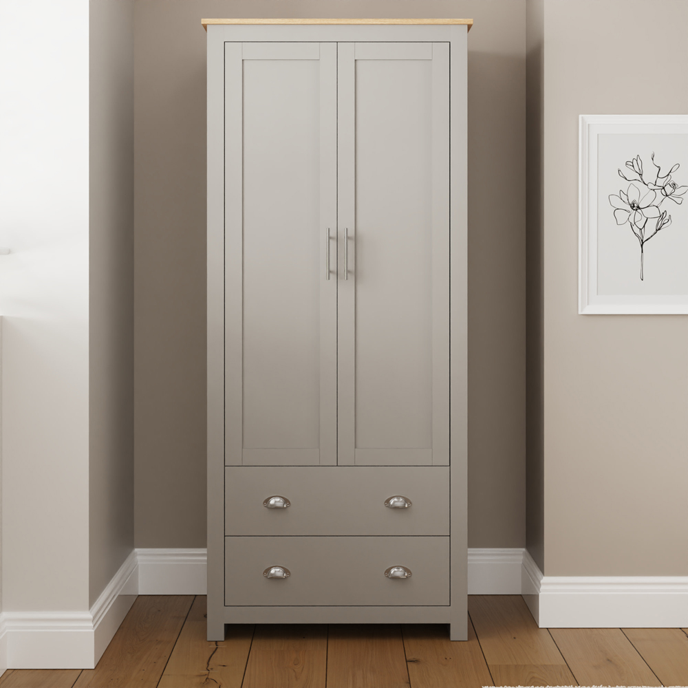 GFW Lancaster 2 Door 2 Drawer Grey Wardrobe Image 7