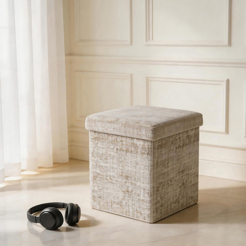 Chenille Storage Box Light Brown Image 3