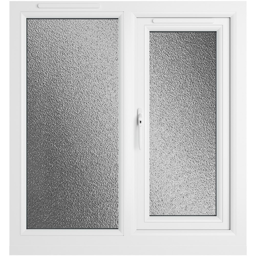 Crystal uPVC Double Glazed Window LH Side Hung Next to a Fixed Grey White Obscure Glass 905x965mm Image 2