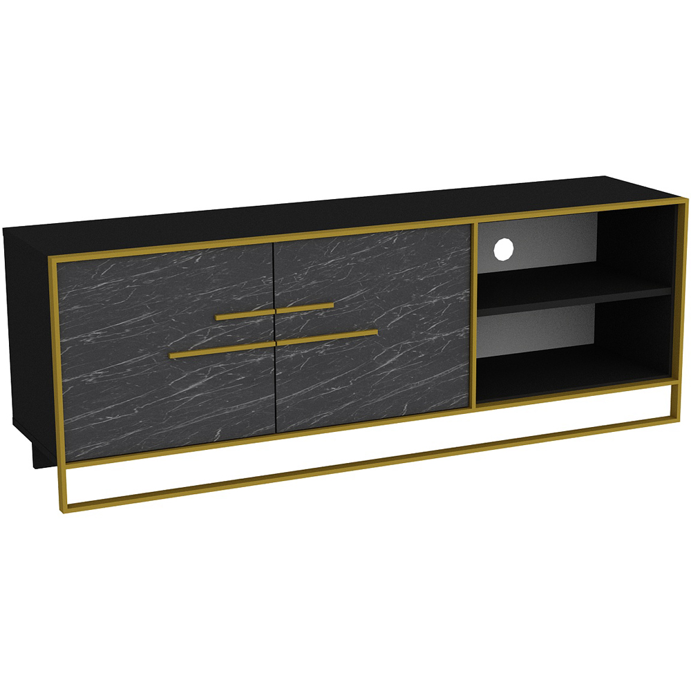 Decorotika Polka 2 Door Black Marble TV Unit Image 2