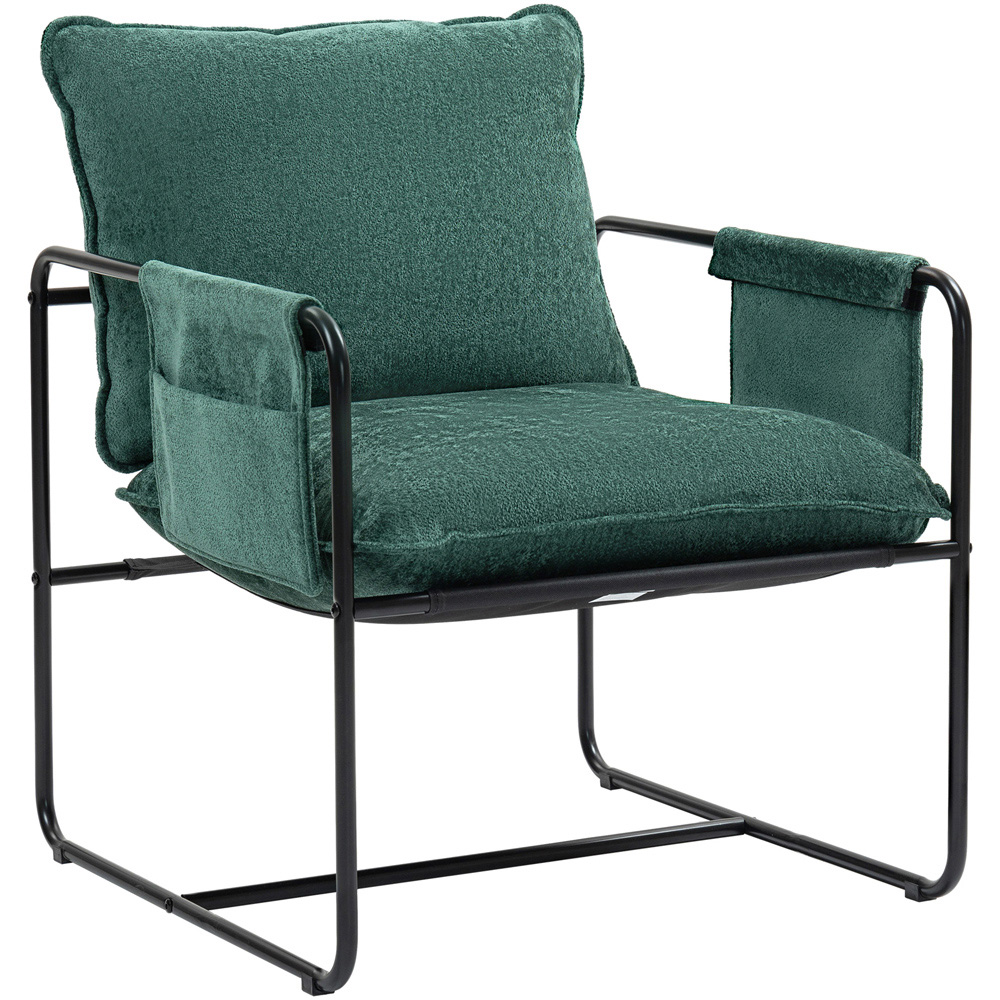 Portland Green Upholstered Reading Chair with Side Pockets Image 2