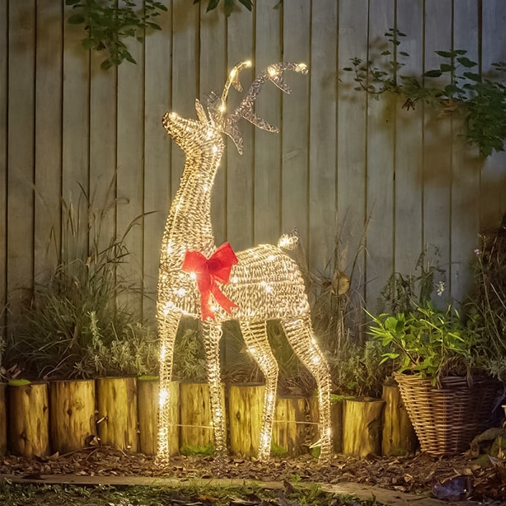 Marco Paul 120cm Gold Glitter LED Pre Lit Reindeer Outdoor Christmas Decoration Image 2