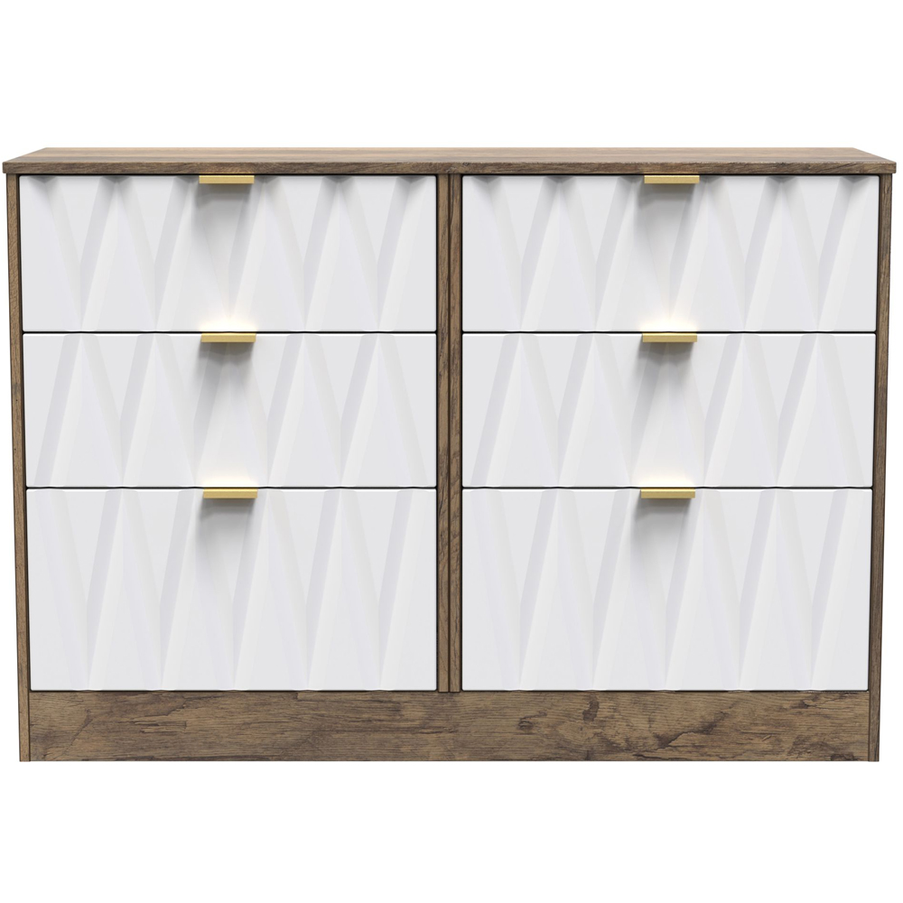 Crowndale Las Vegas 6 Drawer Matt White and Vintage Oak Chest of Drawers Ready Assembled Image 3