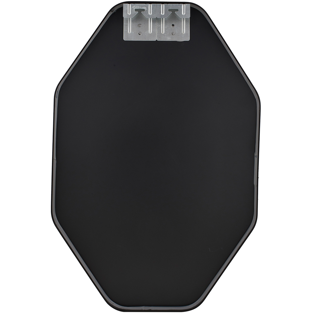 Living and Home Black Hexagonal Aluminium Framed HD Float Glass Bathroom Mirror with Bar 50 x 70cm Image 4