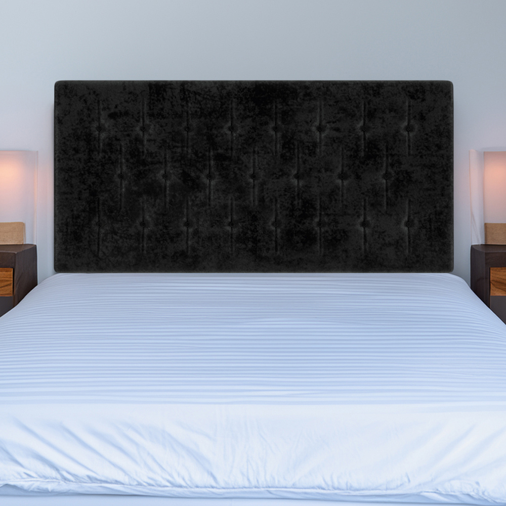 Bedmaster Double Black Naples Velvet Lona Buttoned Headboard Image 1