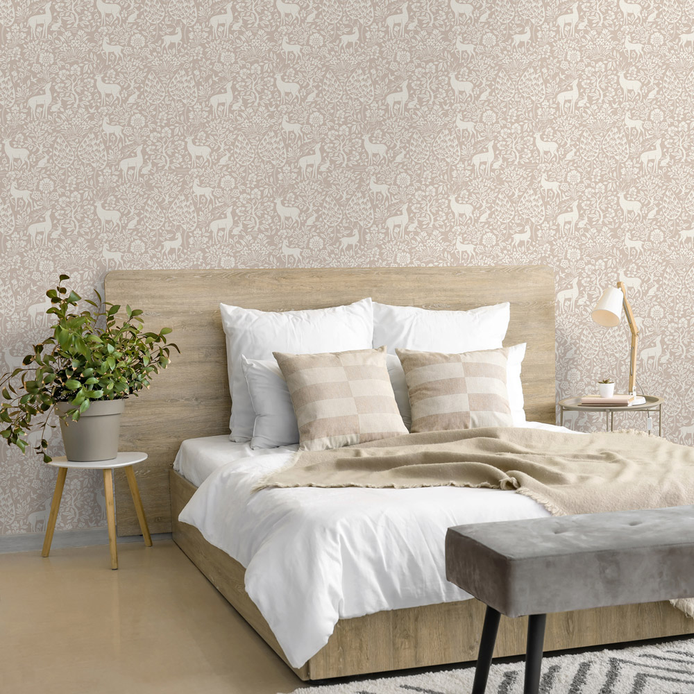Holden Decor Deer Woods Pink Wallpaper Image 3