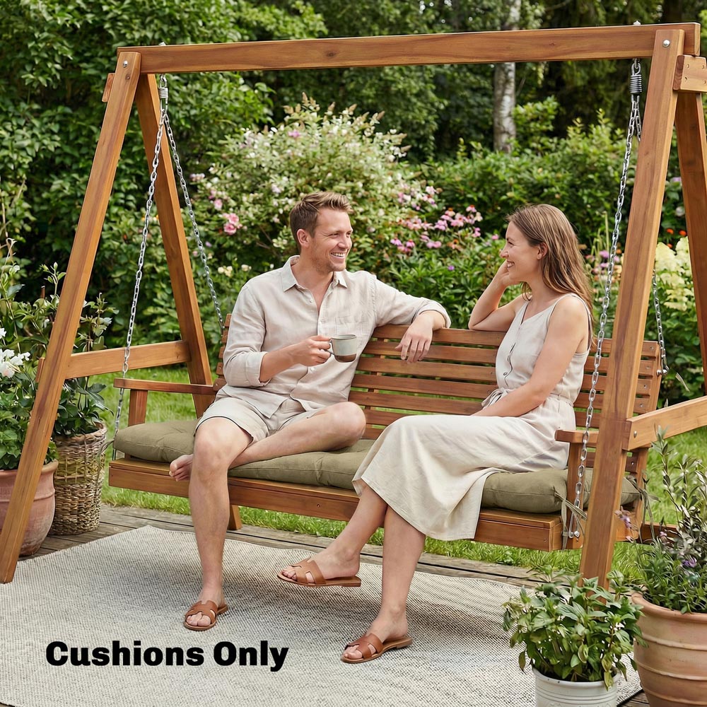 Outsunny Memory Foam Sun Lounger Cushion with Ties Image 3
