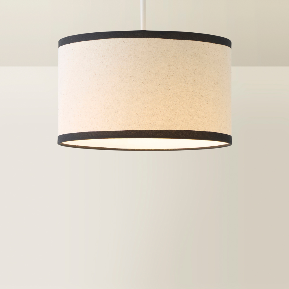 ValueLights Eva Linen Small Drum Shade with Black Trim Image 5
