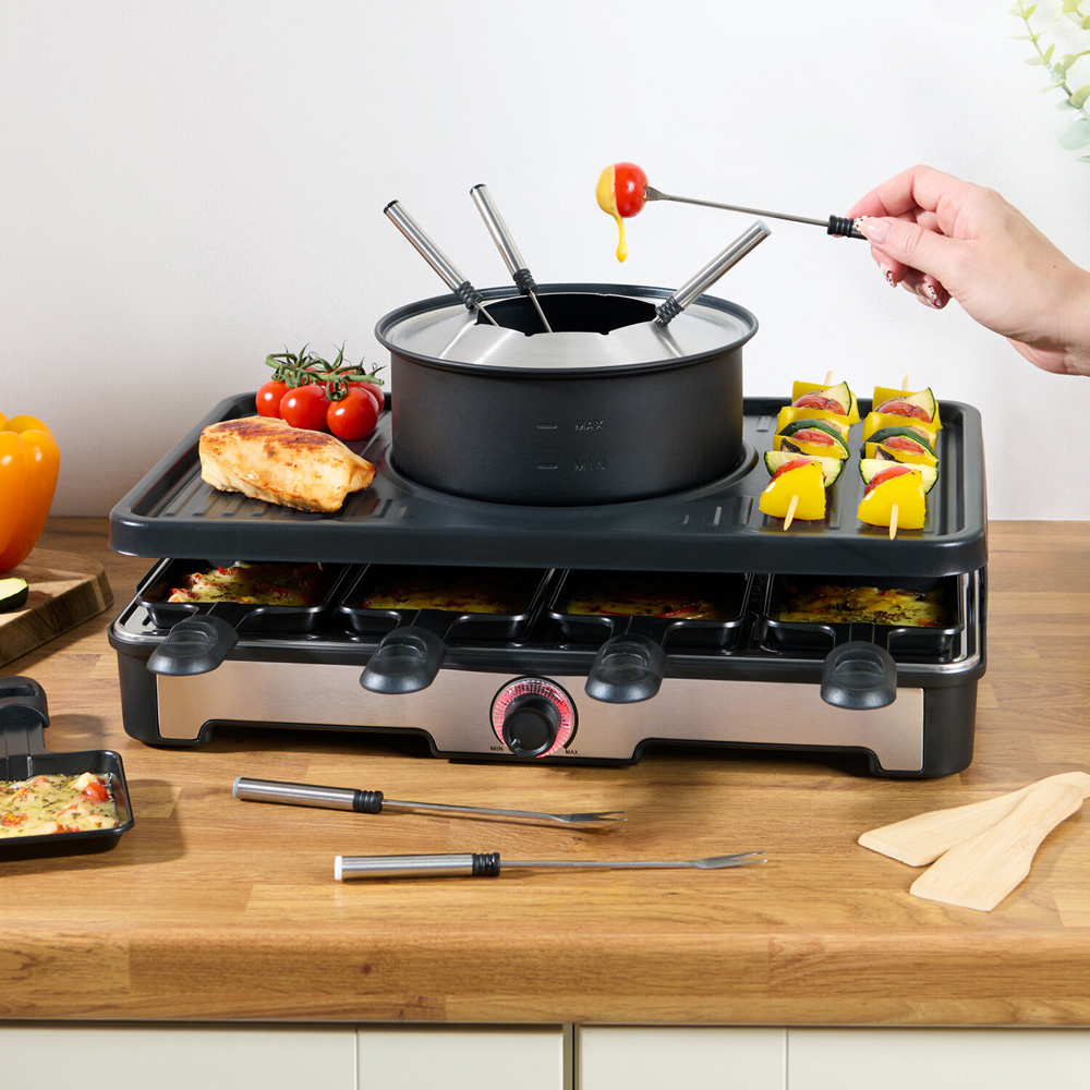 Raclette Grill with Fondue and Accessories Black Image 2