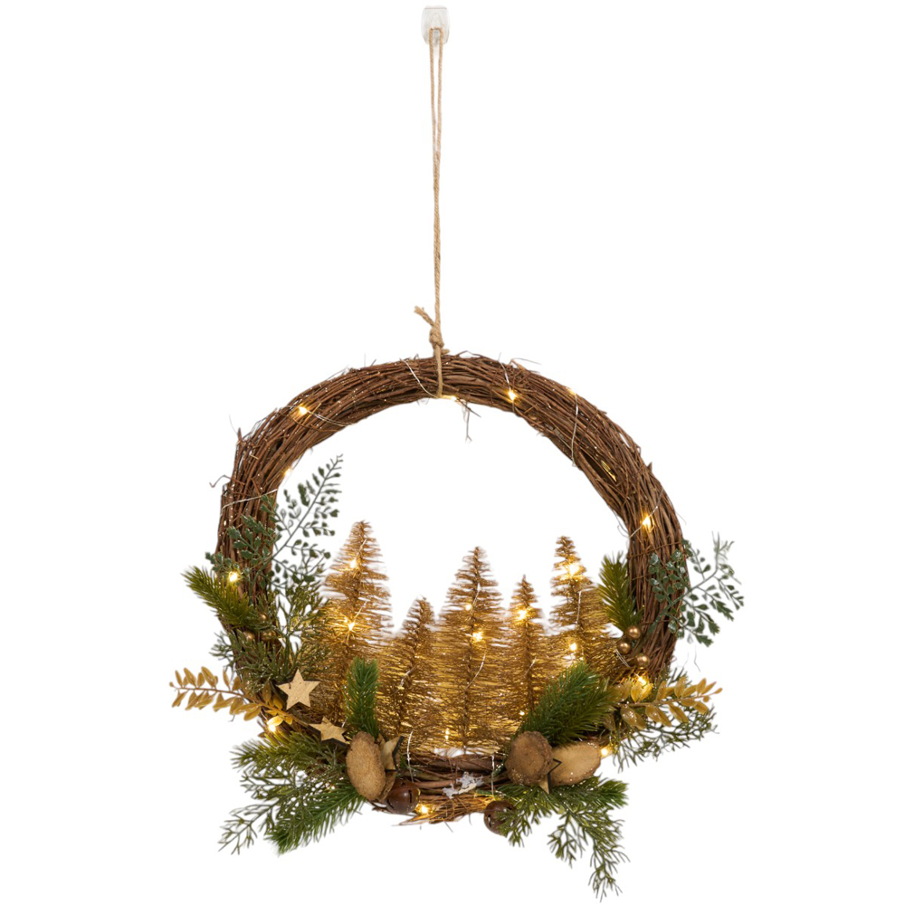 LED Tree Hanging Wreath - Brown Image 3