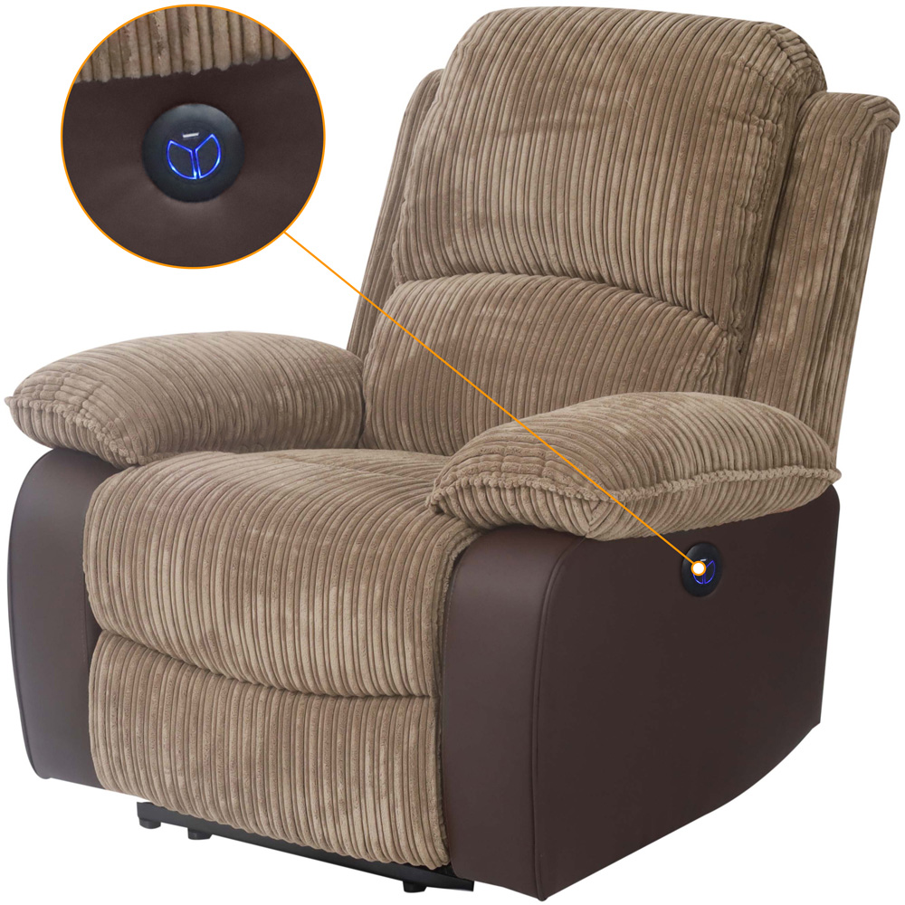 Comfy Living Brown Cord Fabric Electric Recliner Chair Image 4