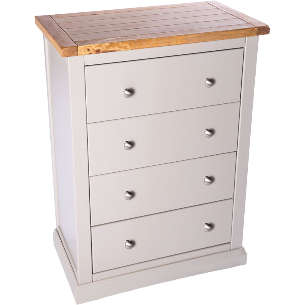 Cabinet Bits Loreo 4 Drawer Light Grey Chrome Knob Chest of Drawers Image 4