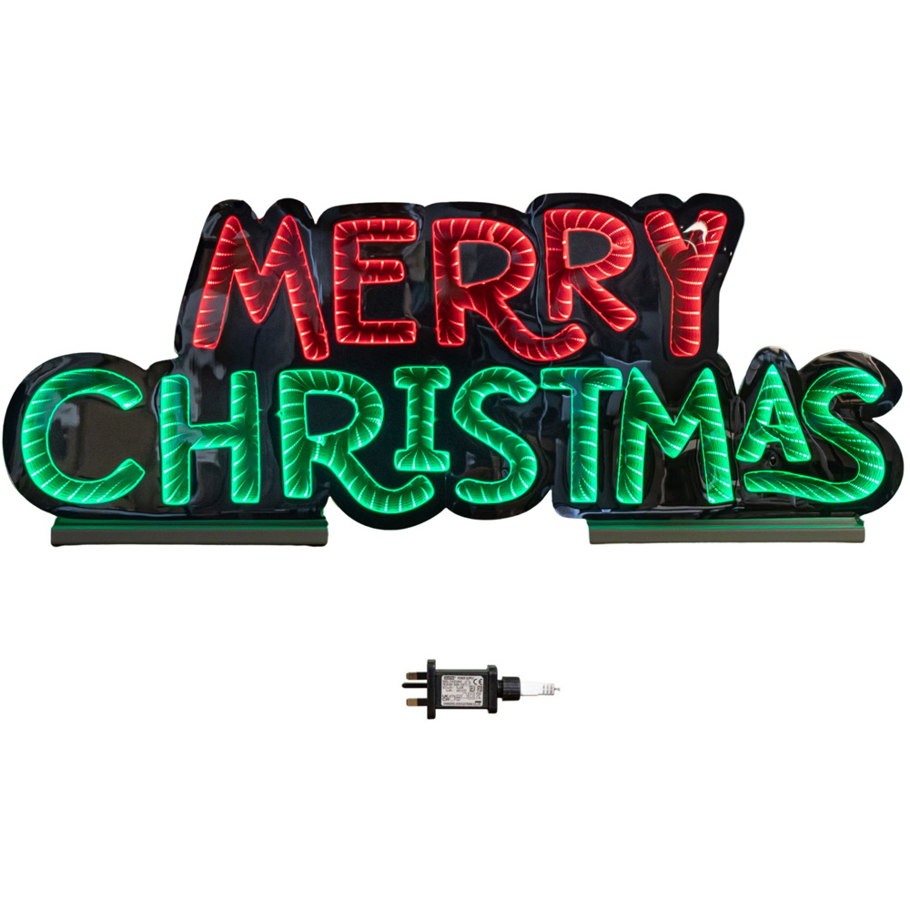 Samuel Alexander Red and Green LED Light Up Merry Christmas Infinity Light Decoration 100cm Image 8