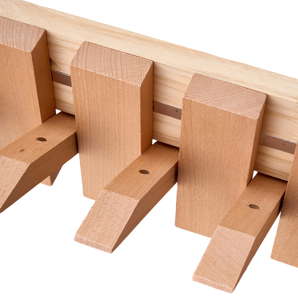 Living and Home Natural Wall-Mounted Coat Rack with 8 Flip-Down Hooks Image 5