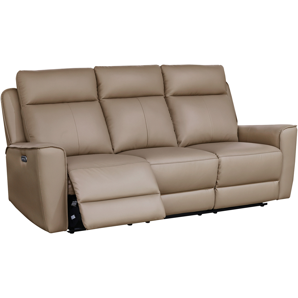 Aspire Elmhurst Mushroom Leather 5 Seater Power Recliner Sofa Set Image 6