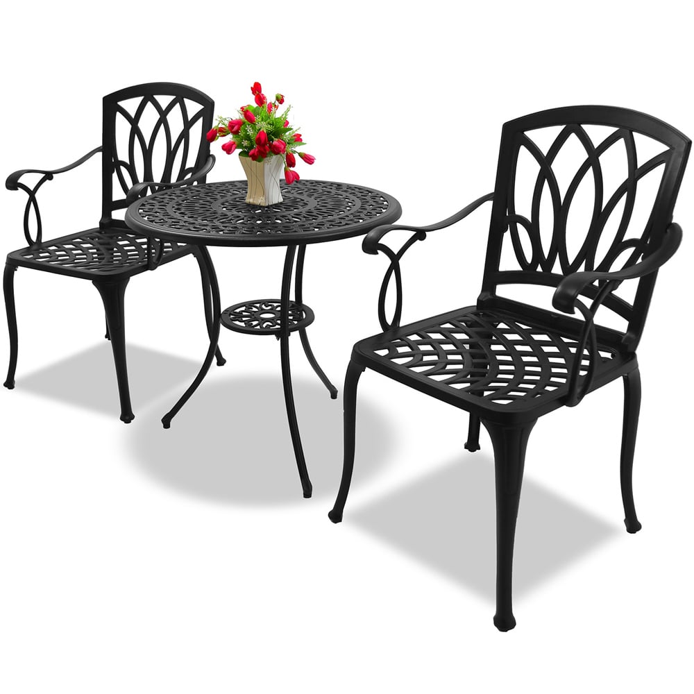 Centurion Supports Positano 2 Seater Black Aluminium Bistro Set with Table Image 3