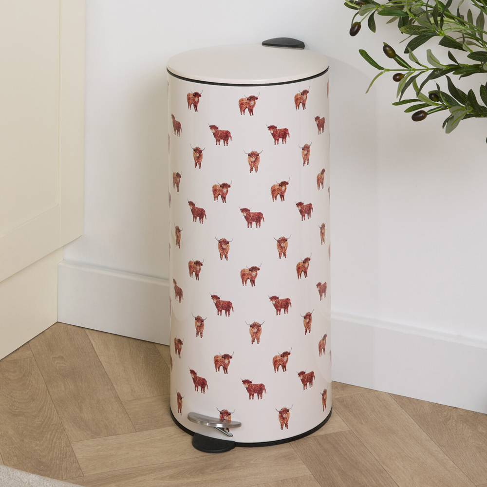 Highland Cow Printed Pedal Bin Image 2