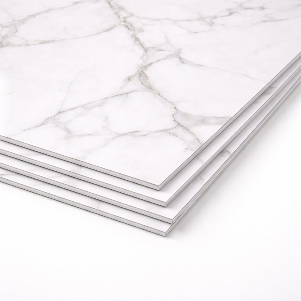 Britwall White Carrara Marble Glossy Shower Panel 2400 x 1000 x 10mm 3 Pack Image 3