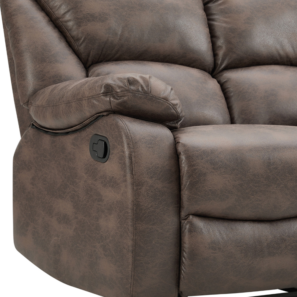 Home Detail Enoch 2 Seater Brown Faux Leather Manual Recliner Sofa Image 8