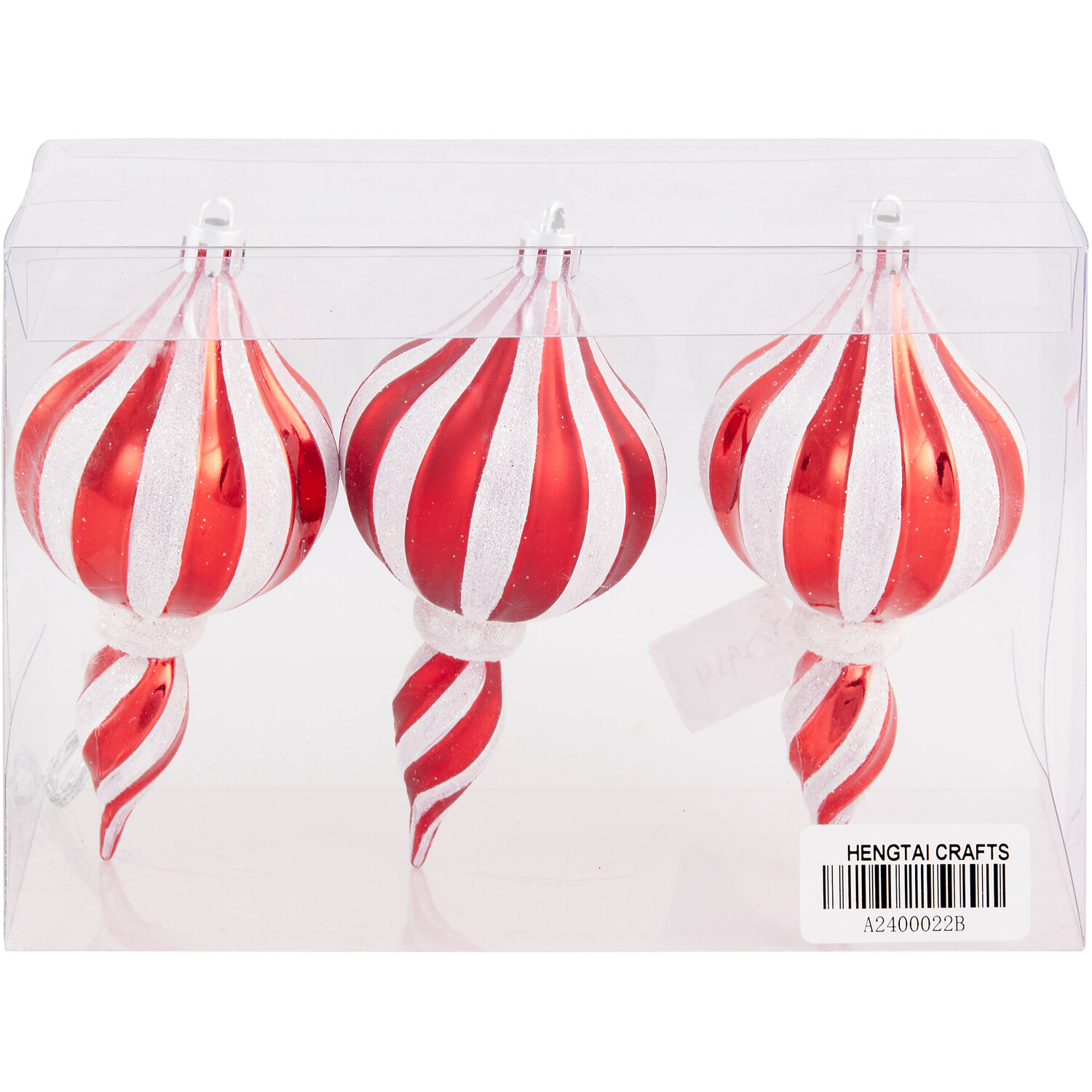 Pack of 3 Candy Cane Droplets - Red Image 1