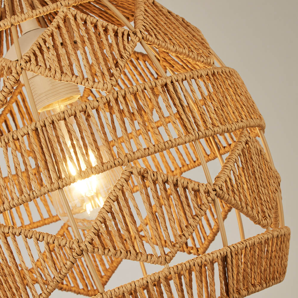 Lighting Collection Diamond Pattern Weave Rattan Easy Fit Shade Image 4