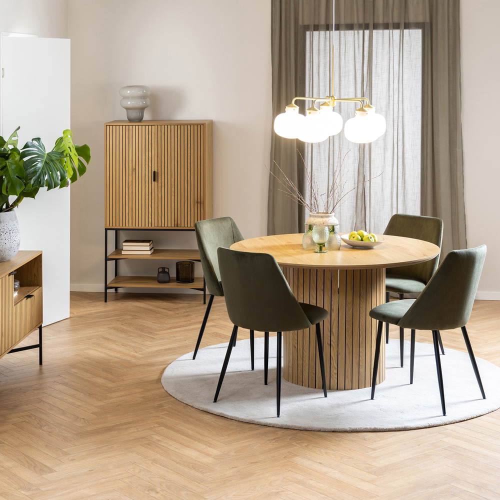 Yale 4 Seater Dining Table Set Oak and Olive Green Image 7