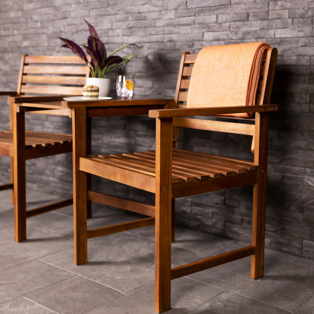 Charles Bentley 2 Seater Acacia Wooden Companion Seat Image 7