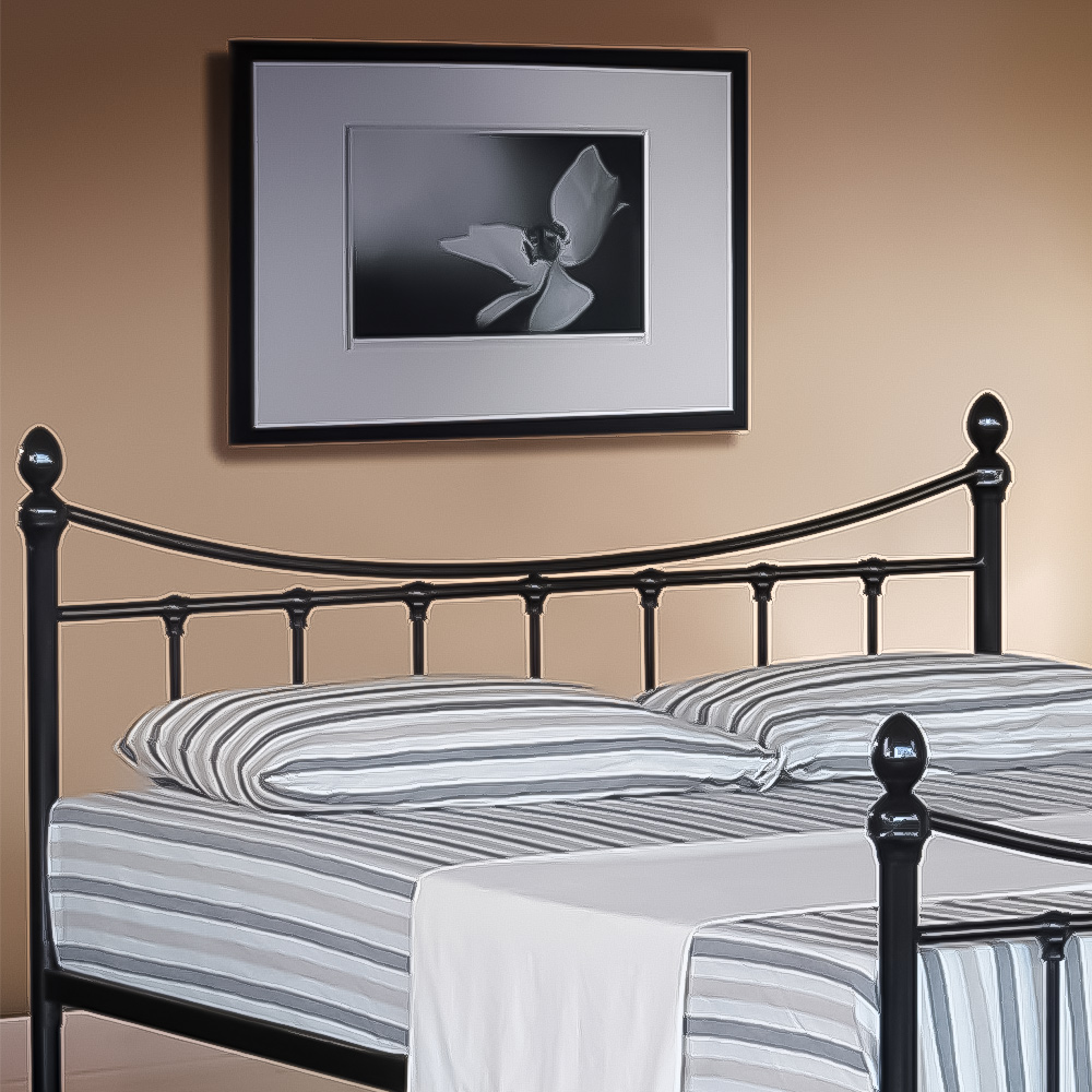 Brooklyn Small Double Black Metal Bed with Finials Image 2