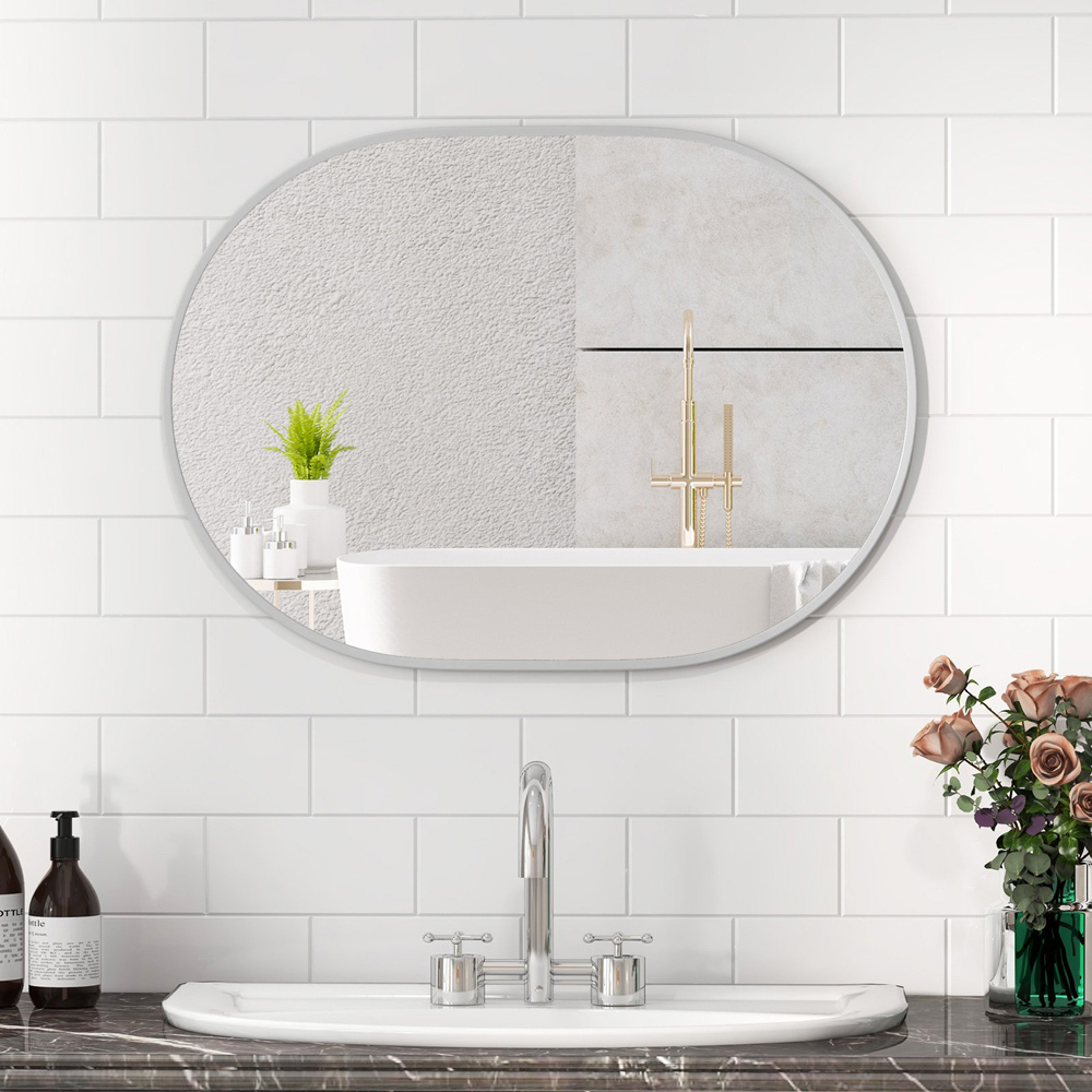 Costway Runway Oval Bathroom Mirror with Shatter Proof Film 70 x 50cm Image 3