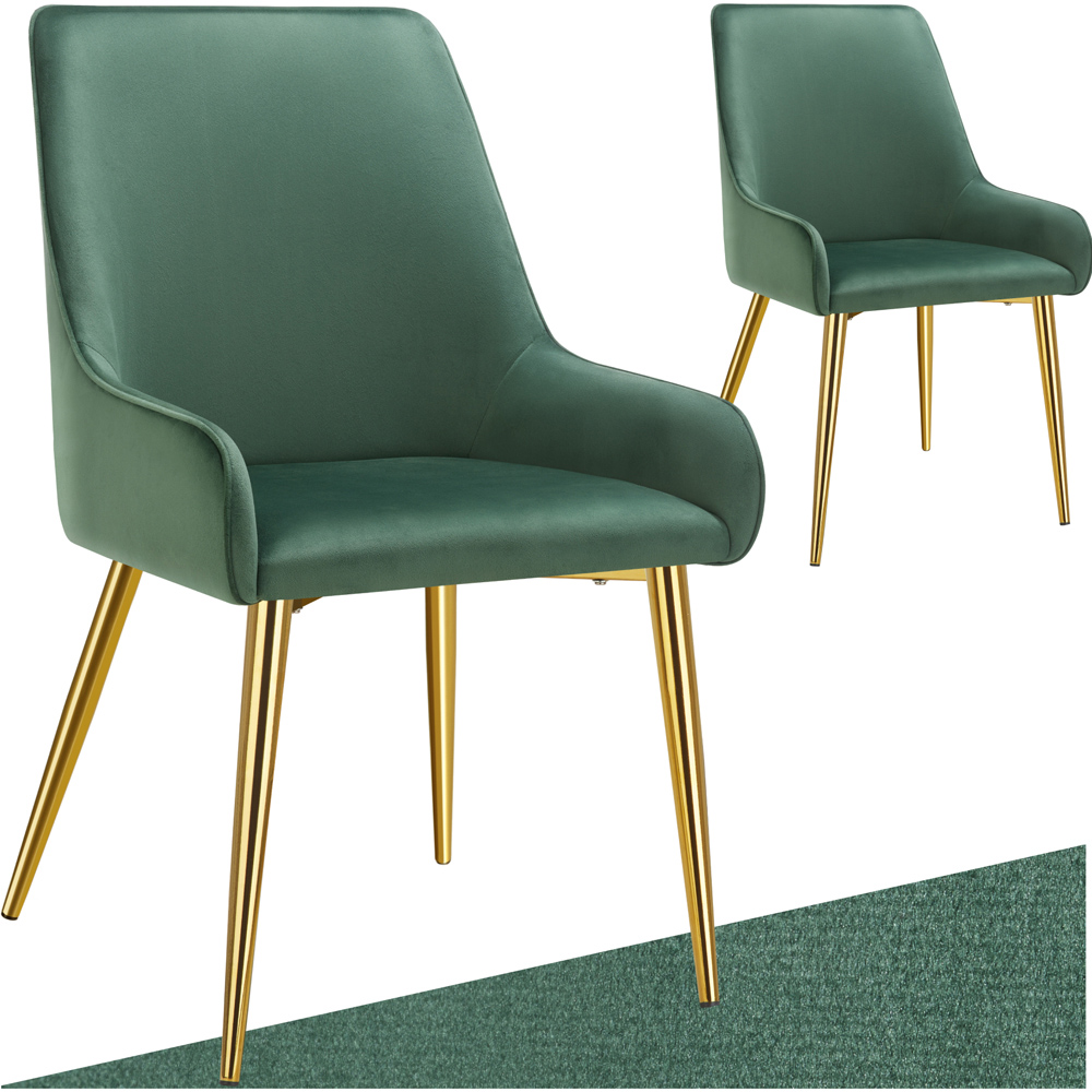 tectake Avane Set of 2 Green Dining Chair Image 2